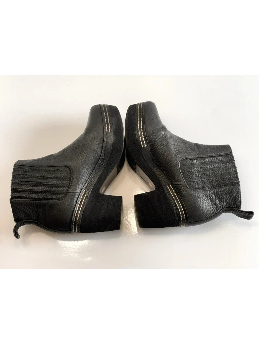 Antelope Women's 6.5 Black Leather Chelsea Platform Ankle Boots Comfy Block Heel
